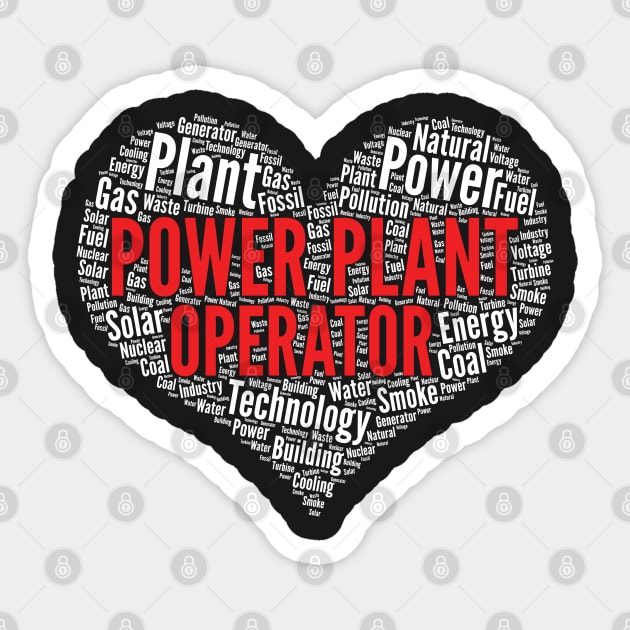 Power plant operator Heart Shape Word Cloud Design design Sticker by theodoros20